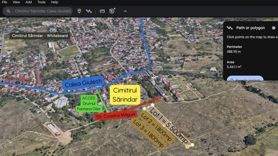 GIULESTI | Teren intravilan PUZ V3a2 3 loturi: 5500 + 1800 + 1800 - Poză 1