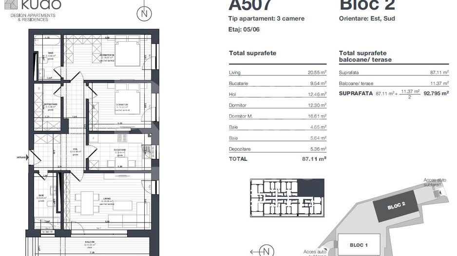 Apartament cu 3 camere Complex Kudo by Kasper Development - Schiță 15