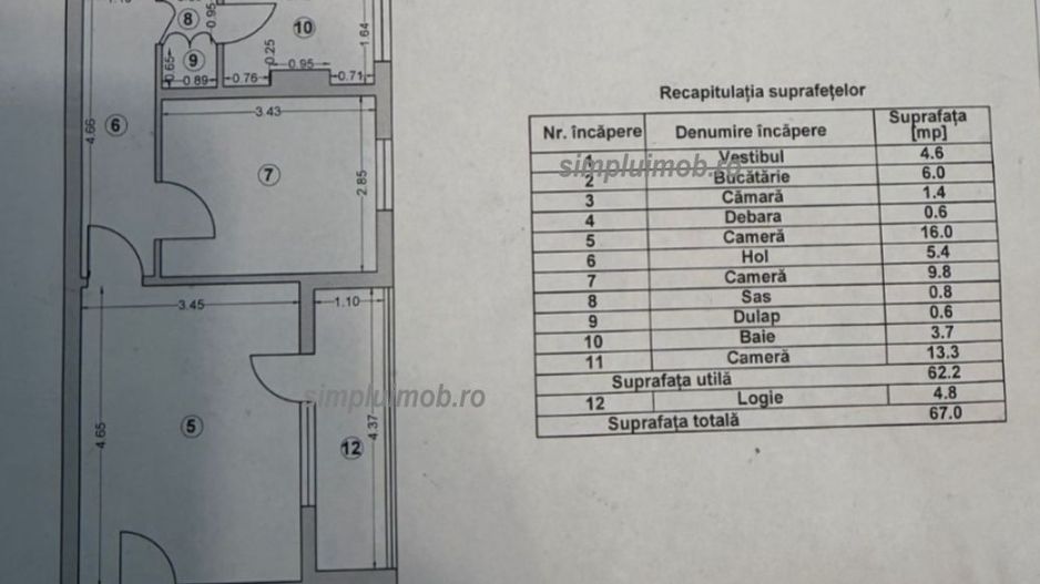 Metrou Titan renovat complet 3 camere - Schiță 13