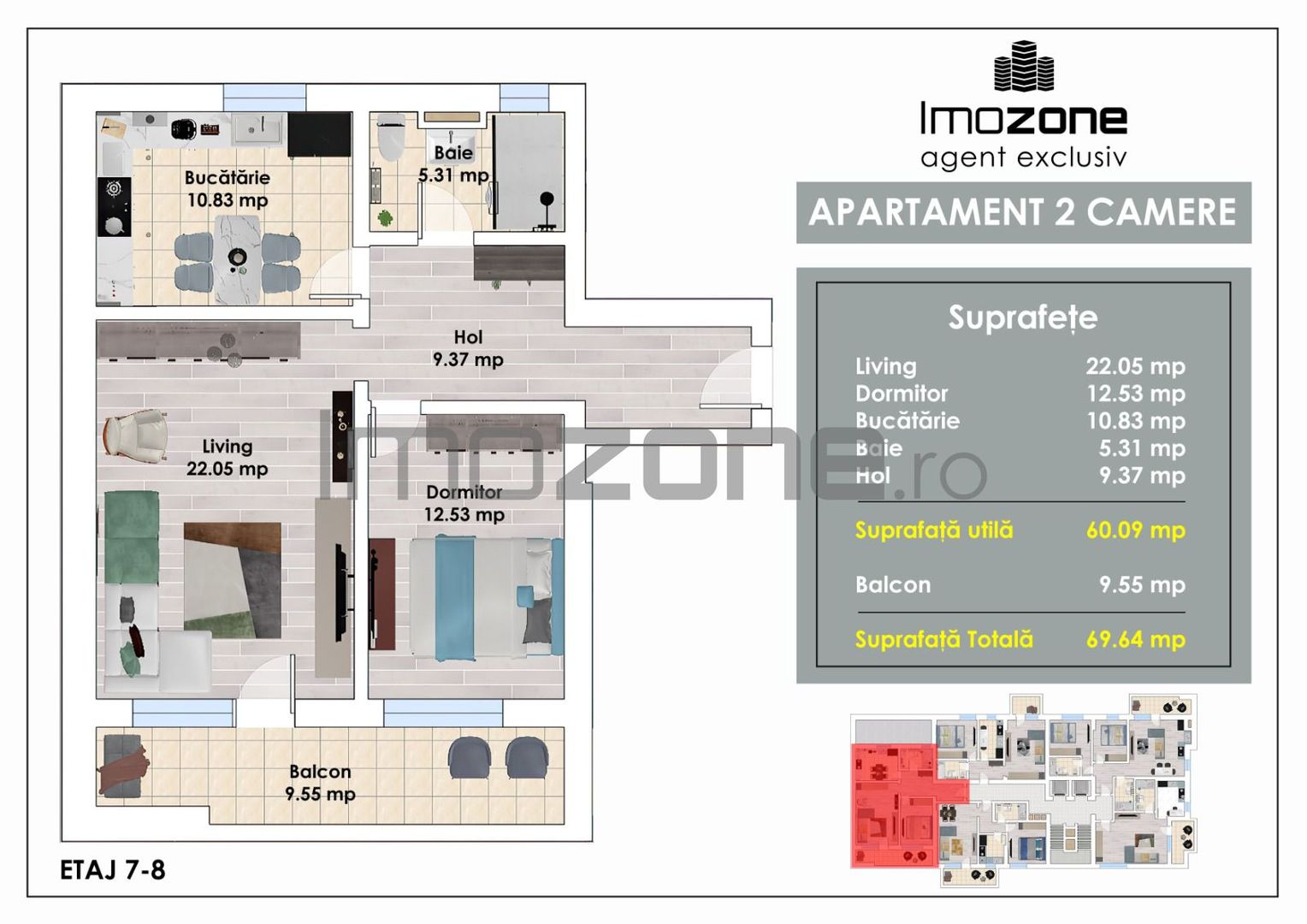 2 Camere | la 5 min de Autogara Militari | 70 mp | Bloc Nou | Comision 0% - Poză 1