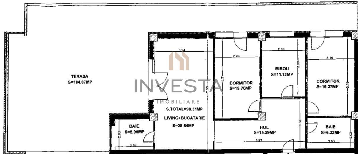 Penthouse modern 98 mp cu terasa spectaculoasa de 104 mp, zona Marasti - Schiță 2