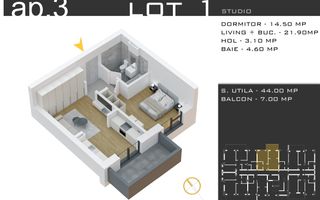 2 camere  -parcare inclusa -proiect nou -Pallady - Schiță 11