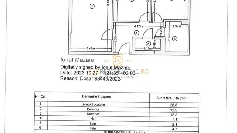 Apartament cu 3 camere, complet mobilat si utilat, acces rapid metrou - Schiță 4