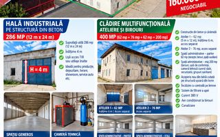 ANSAMBLU INDUSTRIAL HALĂ + CLADIRE BIROURI, 686 mp, VASLUI - ZONA INDUSTRIALĂ - Poză 1