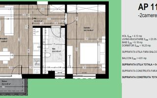 Apartament 2 camere Otopeni central 50 mp | comision 0 - Schiță 13