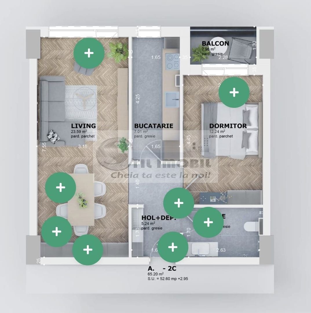 Ap. 2 camere, Decomandat, 55.56mp Tatarasi-Venetia - Poză 4
