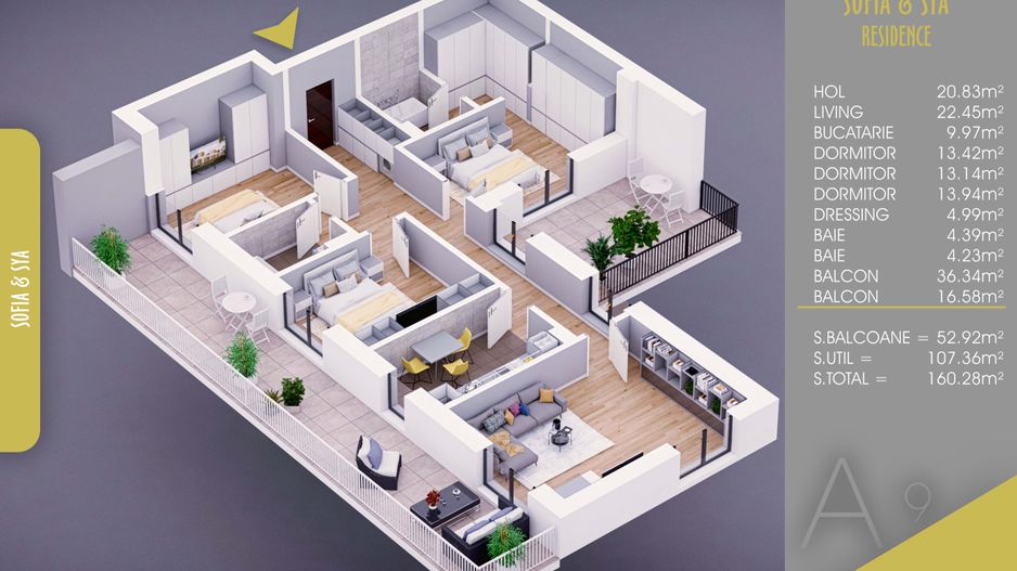 4 camere Acte Gata Parcare Gratis Pallady 10 min Metrou Nicolae Teclu - Schiță 11