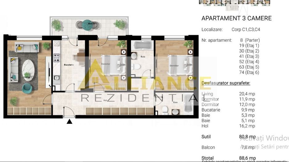APARTAMENT 3 CAMERE | 92 MP | PASARELA BERCENI - Poză 1