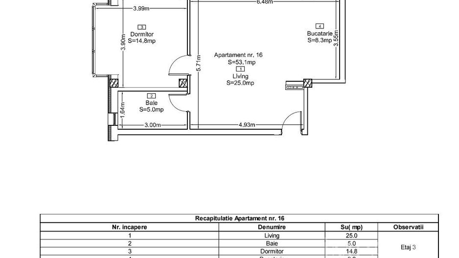 Apartament 2 Camere | Lift | Vedere Panoramica | Terra, Floresti - Schiță 2