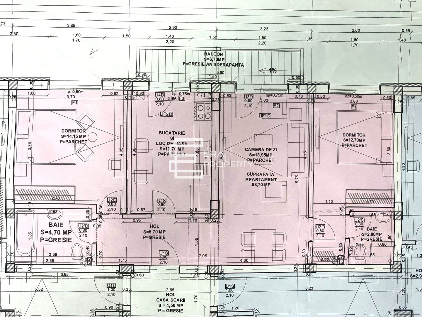 Apartament 3 camere 69 mp , Doamna Stanca, Selimbar - Schiță 9