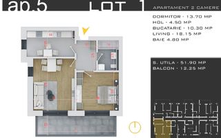 Apartament 2 camere decomandate Th.Pallady Parcare Bonus - Schiță 8