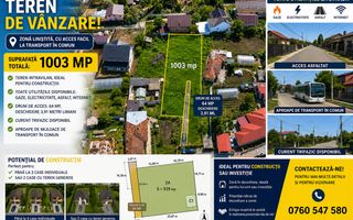 🌿 TEREN INTRAVILAN 1003 MP | COMUNA BERCENI - Poză 1
