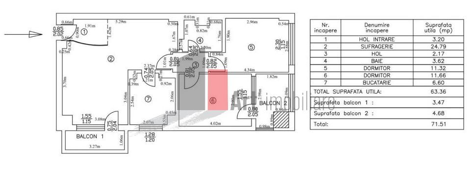 Apartament 3 camere Piața Gorjului - Schiță 14