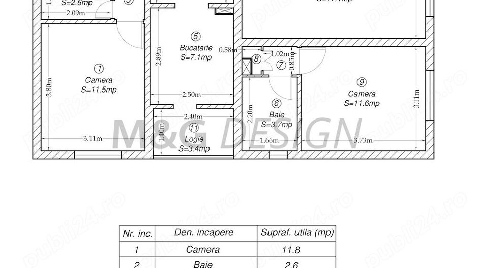 Apartament 3 camere Olimpia -Stadion - Schiță 9