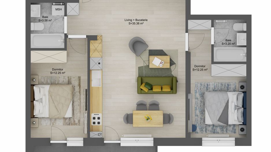 Apartament 3 camere,2bai, LA CHEIE,Sibiu - Schiță 5