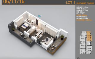 Apartament decomandat 2 camere -Titan Pallady Metrou Teclu - Schiță 2