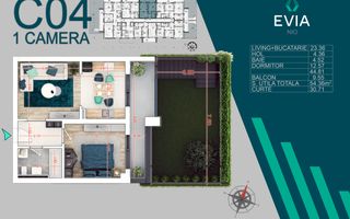 2 camere cu gradina proiect premium Metrou Nicolae Teclu - Schiță 7
