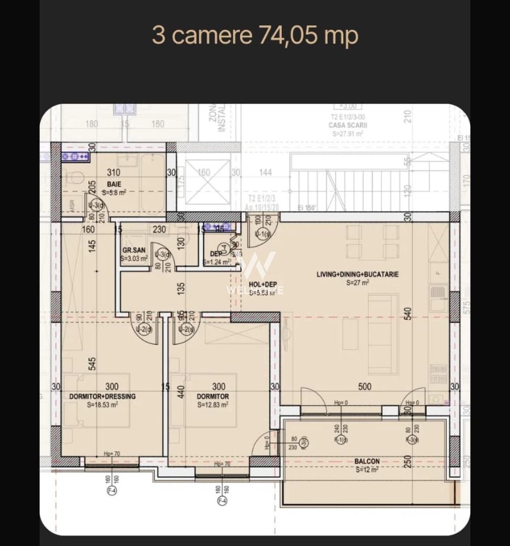 Apartament de vânzare – 3 camere, zonă centrală - Sibiu - Schiță 11