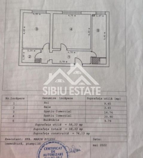 Spatiu comercial LA PRET DE APARTAMENT in Sibiu cu s. utila 56 mp.- Zona Rahovei - Poză 8