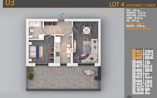 Apartament 2 camere cu Terasa Titan-Pallady-Metrou Teclu - Schiță 1