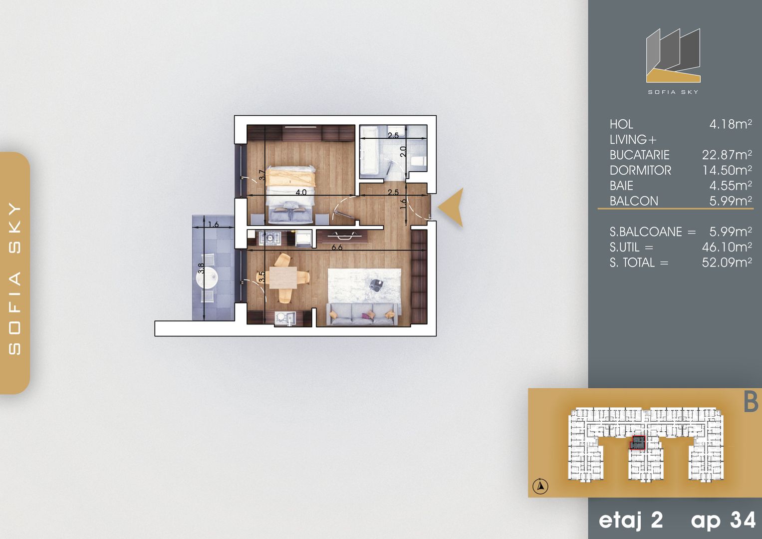 Apartament 2 camere spatios Titan Pallady  7 min Metrou Nicolae Teclu - Schiță 1