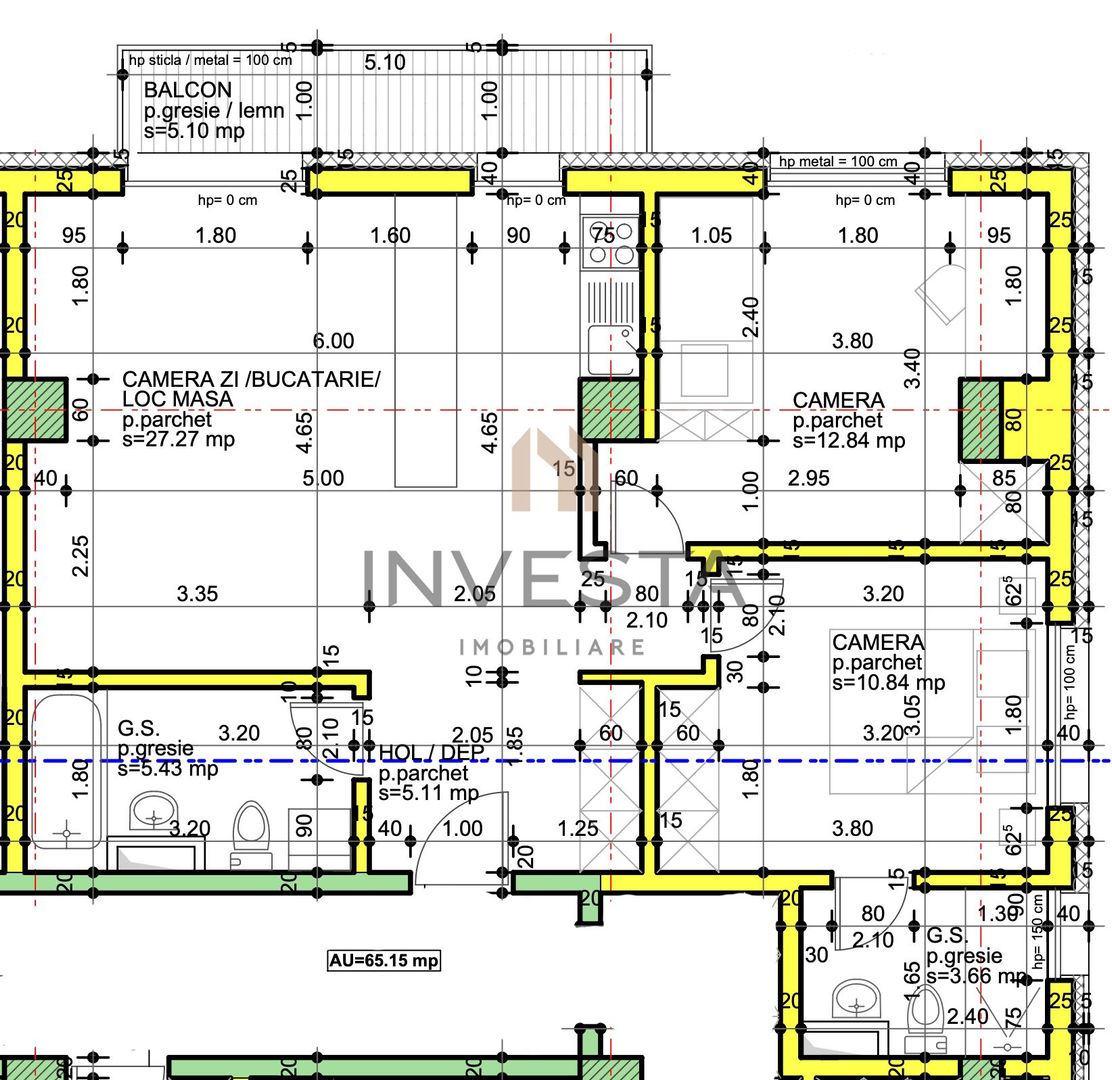 Apartament 3 camere Mărăști – clădire nZEB -  localizare Premium - Schiță 2