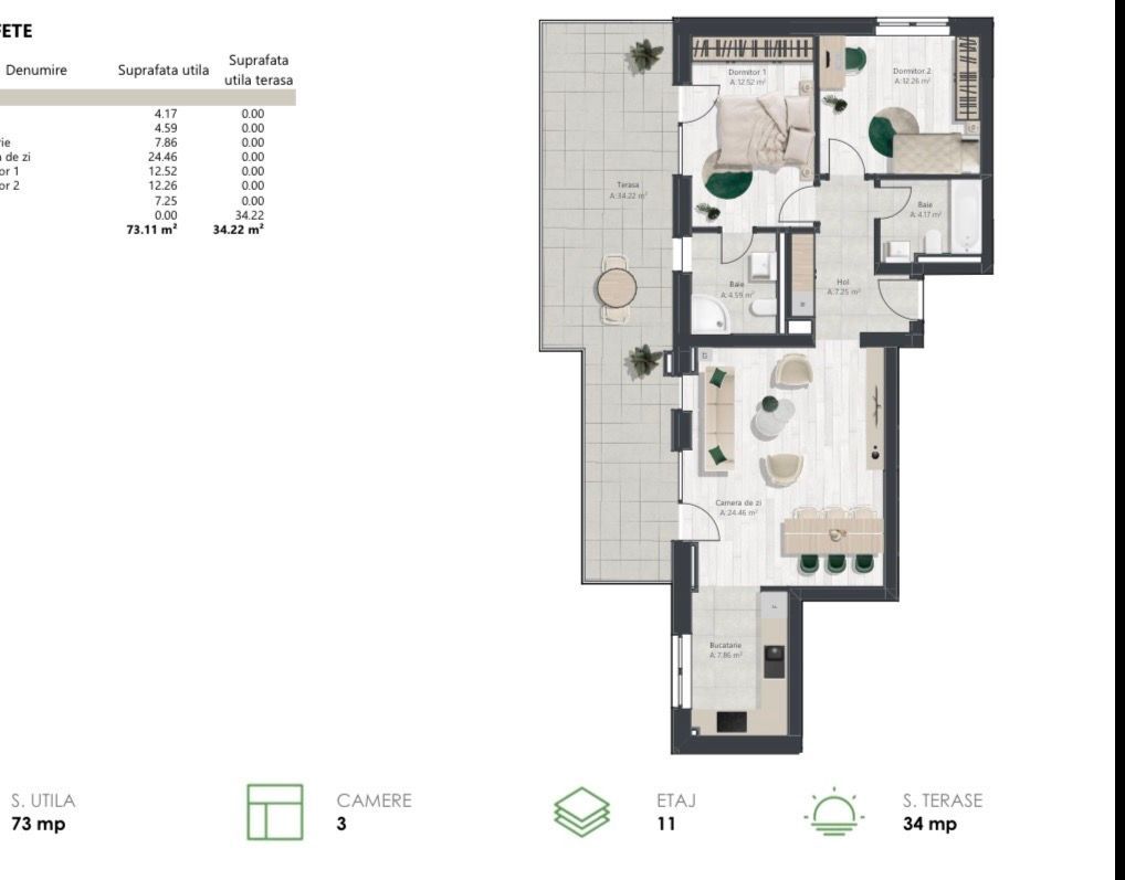 COM 0% Penthouse superb cu 3 camere | Denya Forest - Poză 11