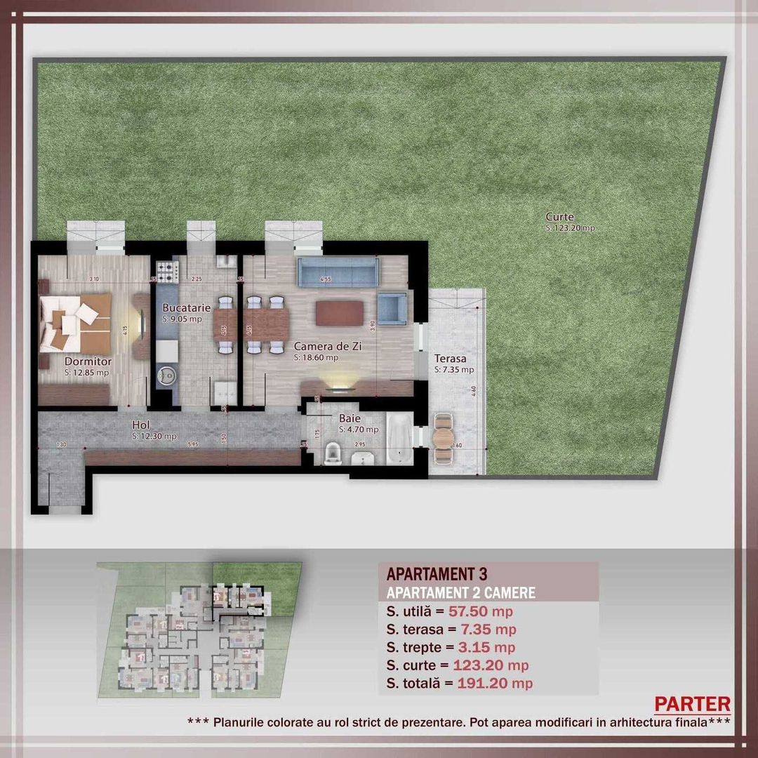 AP. 2CAM+GRADINA 123MP -BLOC P+3.PARCUL TEILOR/ COMISION 0%! - Poză 1