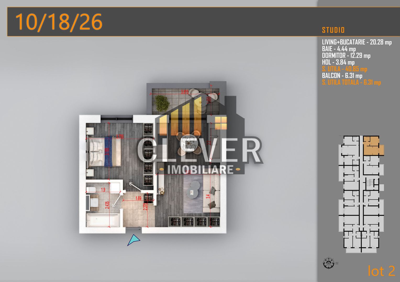 Studio 2 Camere Pallady - 12 min Metrou Nicolae Teclu | Comision 0% - Schiță 7