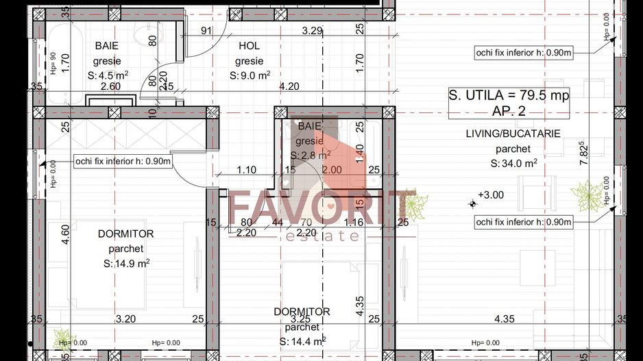 Etaj 1. Model cu 2 bai. Cu 2 locuri de parcare - Poză 11
