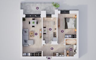 Un apartament modern cu 2 camere și terasă - Poză 2