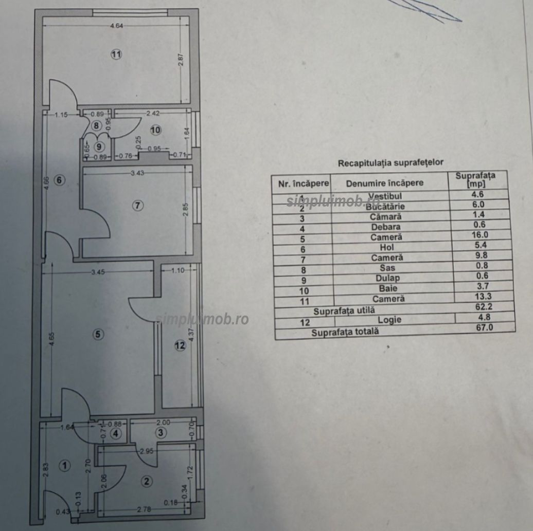Metrou Titan renovat complet 3 camere - Schiță 13