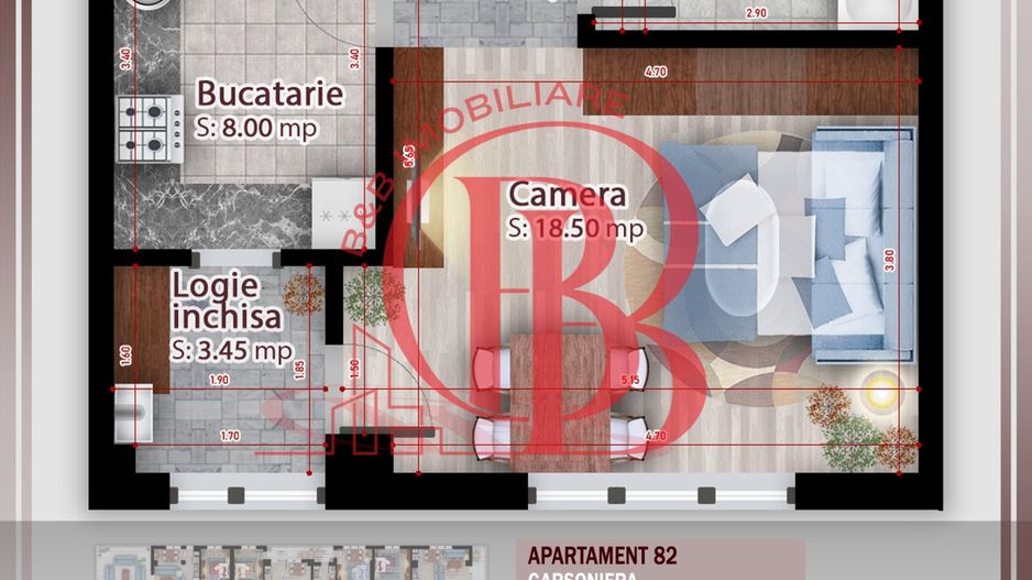 Garsoniera ideala pt  investitie Titan Pallady Metrou Nicolae Teclu - Schiță 2