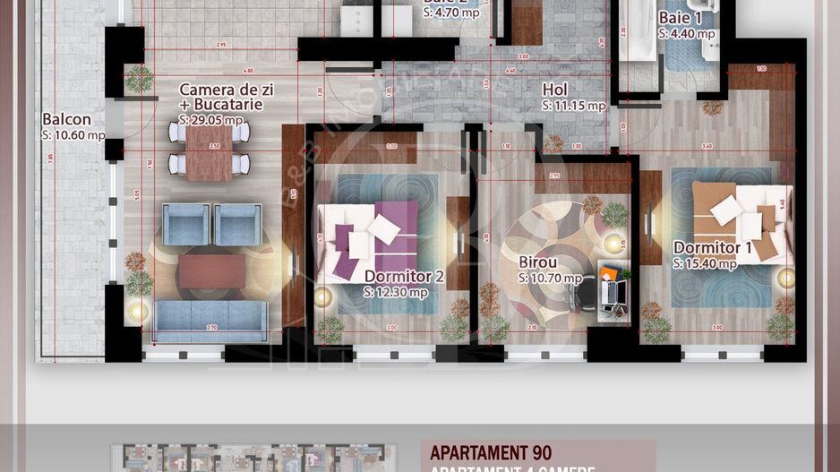 Apartament 4 camere   Titan Pallady Metrou Nicolae Teclu - Schiță 2