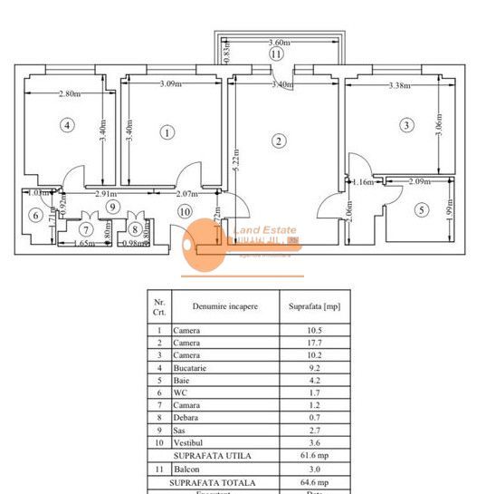 Apartament 3 camere | Rahova | Etaj 2 - Schiță 8