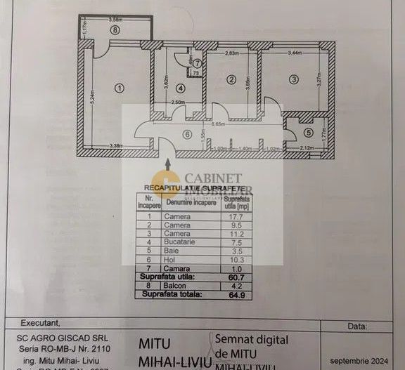 3 Camere - 65MP | Decomandat | 4/10 | Metrou Brancusi la 4 minute - Schiță 6