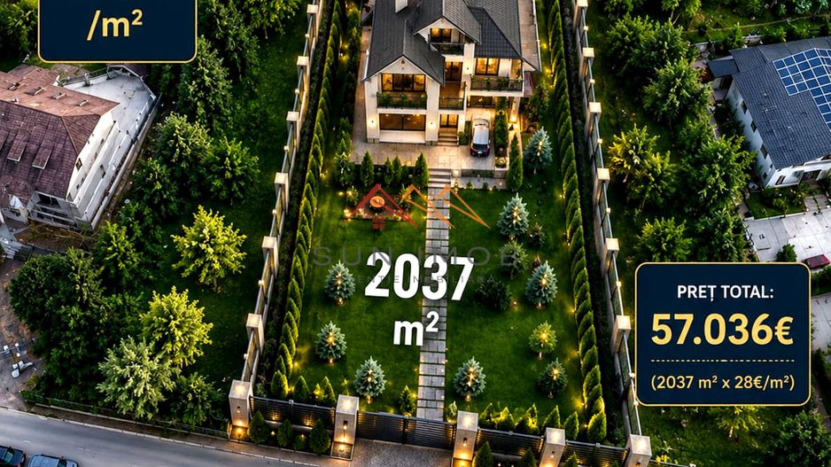 Teren 2037 mp, 17 ml deschidere, 28 euro/m2, vedere panoramica - Poză 2