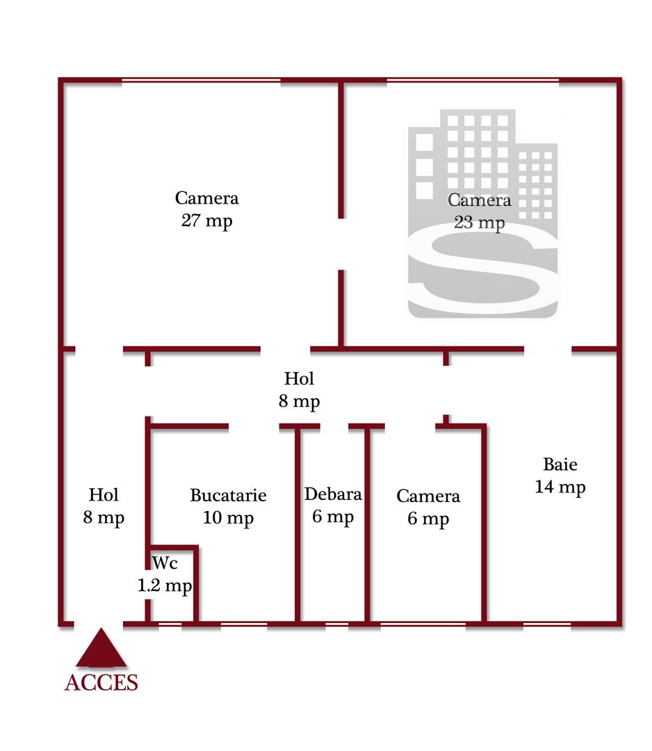 Apartament spatios 3 camere,zona medicina - Poză 9