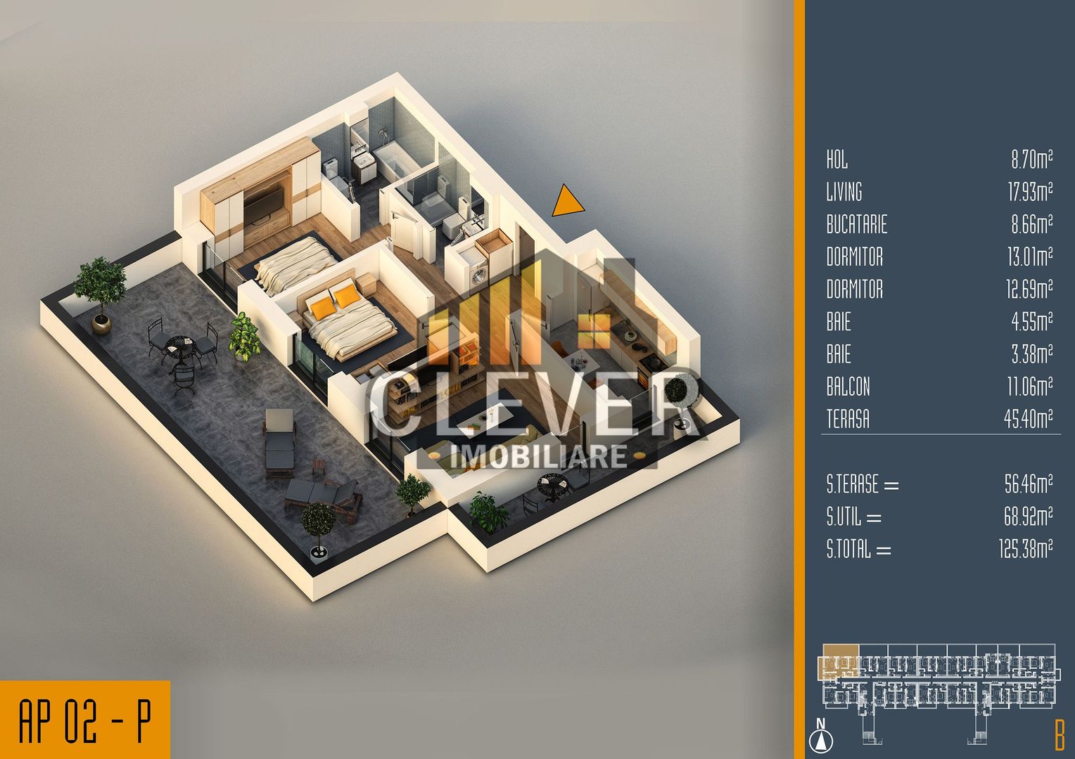Apartament 3 camere cu terasă spectaculoasă – Pallady - Poză 2