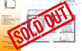 Apartament 16 / 28 – 2 camere – 46.8 mp – Balcon – Etaj 1 / Etaj 2 - Poză 1