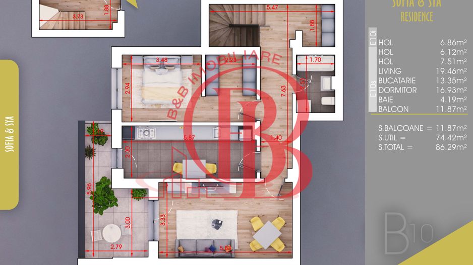 2 camere finalizat -acte gata- Pallady -Metrou Nicolae Teclu - Schiță 7