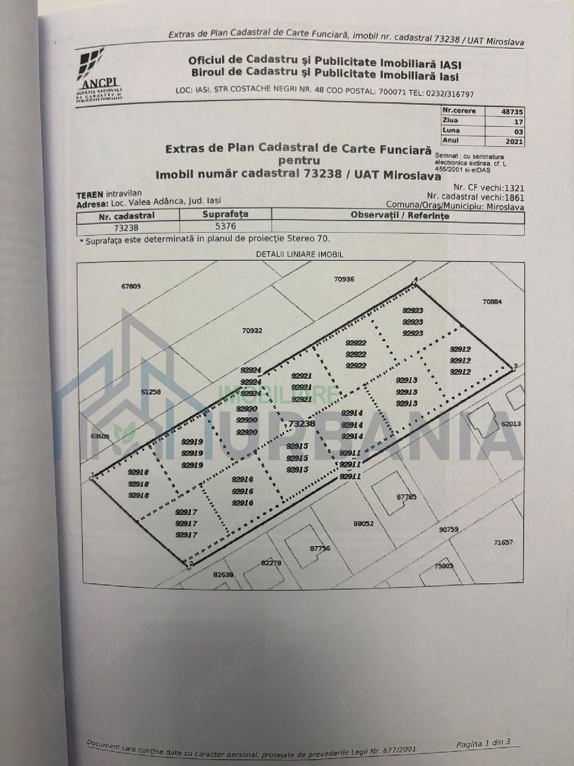 Teren intravilan de vânzare – Valea Adâncă, Strada Minerva, Miroslava, Iași - Poză 2