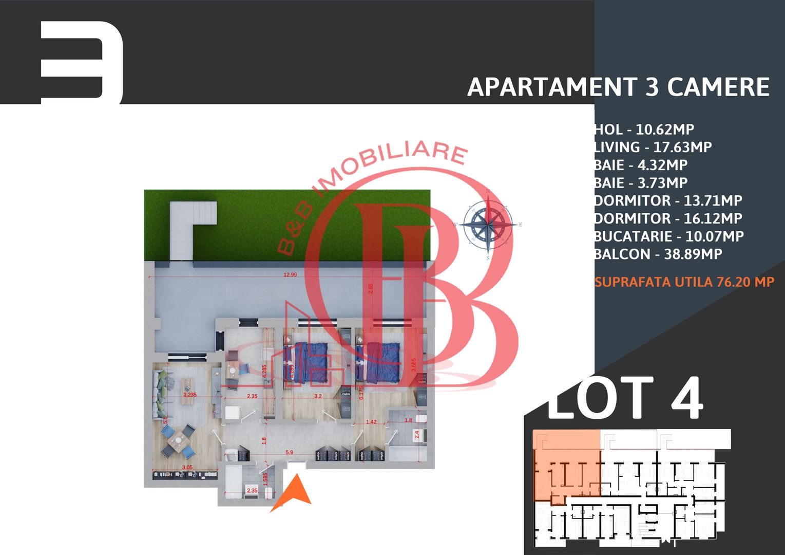 Oferta Lansare 3 camere cu Gradina parcare inclusa Titan Pallady Metrou Teclu - Schiță 2
