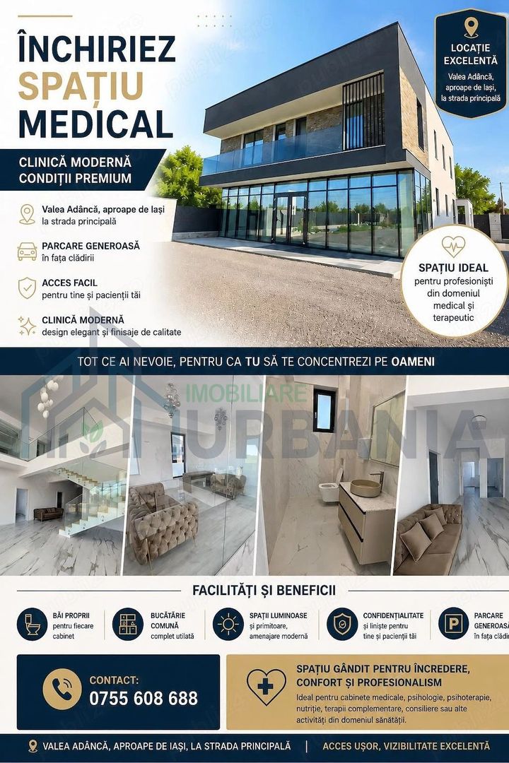 Clădire medicală modernă de închiriat în Valea Adâncă, Iași – cabinete individuale sau integral - Poză 1