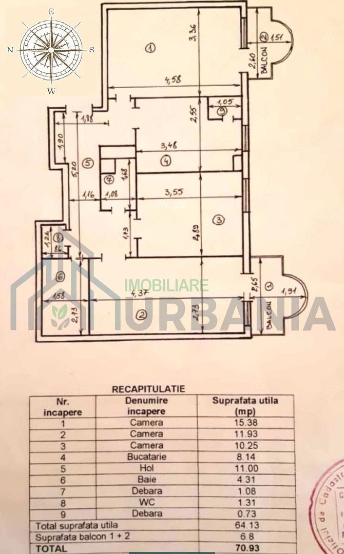 Apartament 3 camere, Tg Cucu (Ultracentral), 71 mp, Mobilat și Utilat complet - Poză 10