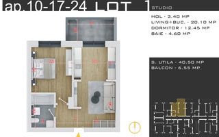 2 camere  -parcare inclusa -proiect nou -Pallady - Schiță 14