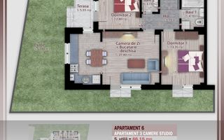 Theodor Pallady 3 Camere cu gradina 53mp Metrou N. Teclu - Schiță 8