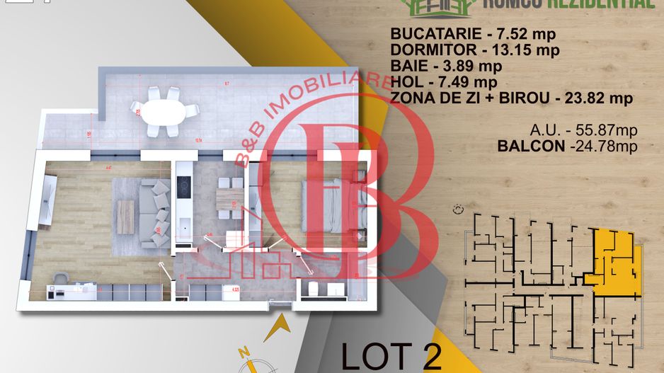 2 camere cu Terasa Titan Pallady- panouri solare -tehnologie  NovingAIR - Schiță 4