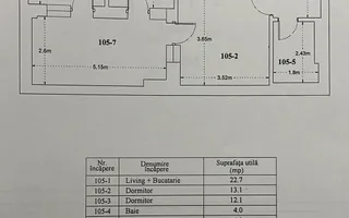 3 camere | Metrou 7 minute / loc parcare inclus - Schiță 15