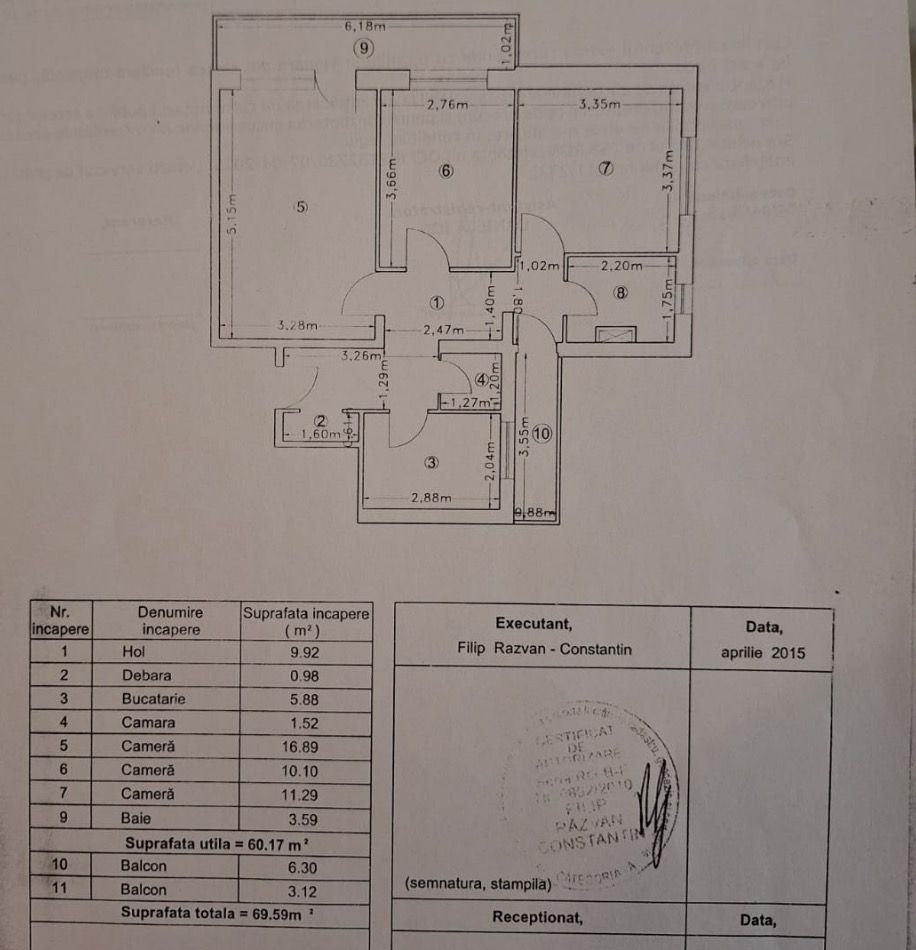 Apartament 3 Camere bloc reabilitat, bucla Drumul Taberei - Schiță 6